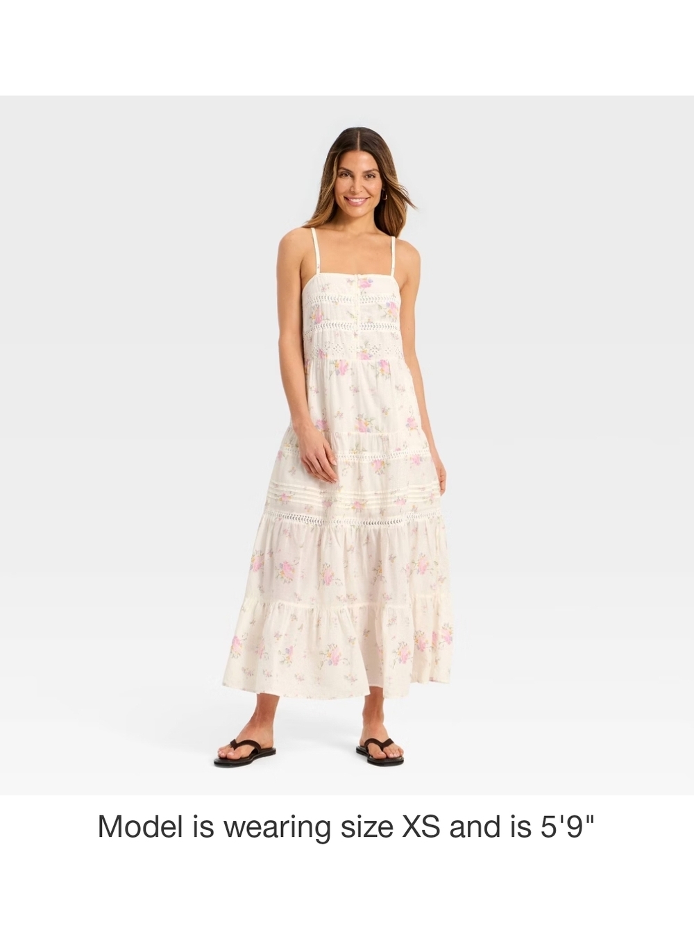 Target Universal Threads Cream Maxi Dress with Pink Floral Print